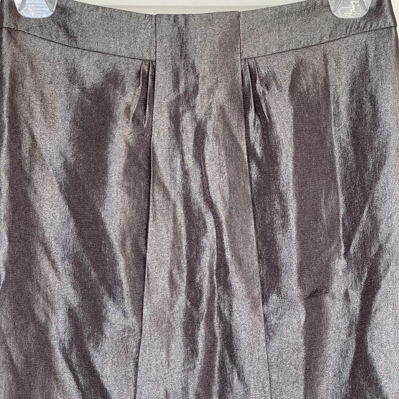 Ann Taylor Skirt Sz 0 Petite knee length Slit Metallic Look Work Wear Corporate - Picture 3 of 12